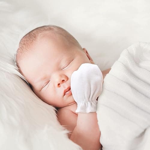 BQUBO Newborn Infant Toddler Mittens No Scratch Cotton Elastic Wrist Gloves Hypoallergenic for 0-6 Months Baby Boys Girls thumbnail 6