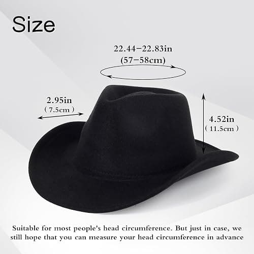 2 Pack Western Cowboy Hats for Women and Men Classic Felt Wide Brim Costume Cow Boy Hat Roll Up Brim Cowgirl Hat thumbnail 4