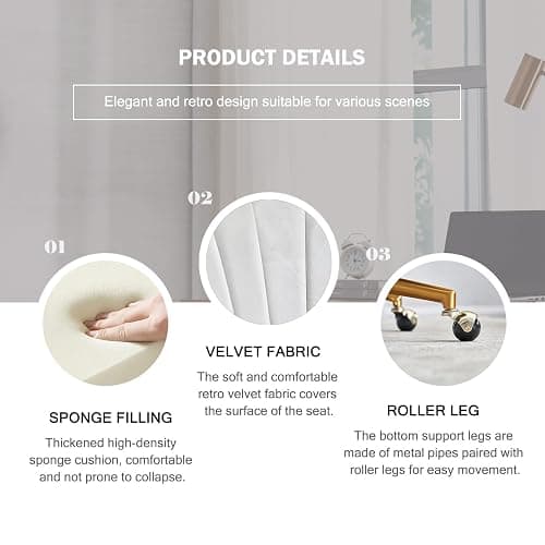 ECHINGLE Home Office Chair,Velvet Desk Chair,Ergonomic Adjustable 360 Swivel Vanity Chair for Home, Bedroom, Vanity Study(Beige) - Beige thumbnail 5