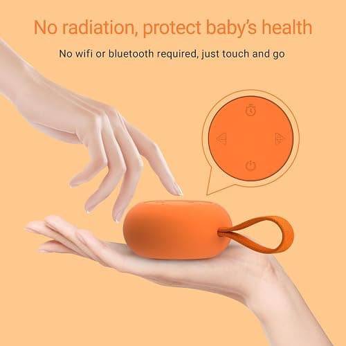 Portable Baby Sound Machine & Essentials for Babies & Kids-Orange | White Noise Machine[Timer Function][20 Soothing Sounds][15 Hours Battery Life]Travel,Registry,Gifts,Clips on Baby Stroller thumbnail 6
