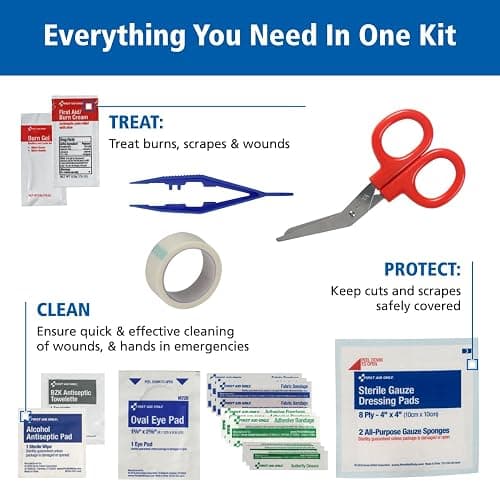 First Aid Only 298 Piece All-Purpose Emergency First Aid Kit for Home, Office, Car, Apartment, Dorm, and Camping, Travel-Friendly Compact Pouch Fits in Backpacks, Suitcases, Cabinets, and Drawers thumbnail 4