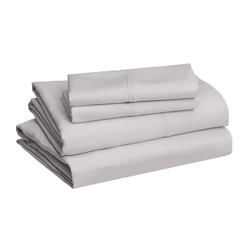Amazon Basics Lightweight Super Soft, Wrinkle-Free Luxury Microfiber 4 Piece Bed Sheet Set with 14-Inch Deep Pockets, Full, Light Gray, Solid thumbnail 2
