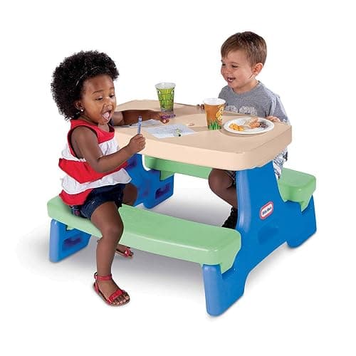 Little Tikes Easy Store Jr. Kid Picnic Play Table, Blue,green thumbnail 3