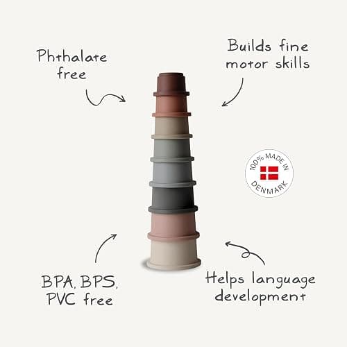 mushie Stacking Cups Toy 8pcs | Made in Denmark (Petal) thumbnail 9