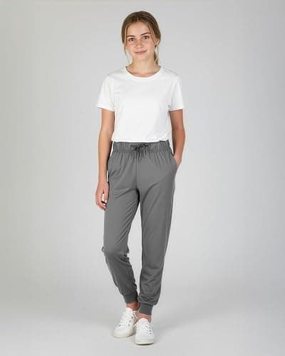 Real Essentials 3 Pack: Girls' Lounge Joggers Soft Athletic Performance Casual Sweatpants (Ages 7-16) thumbnail 4