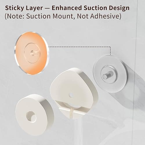 KEGII Shower Caddy Suction Cup with Soap Holder and Hooks, Removable Suction Bathroom Organizer Shelf, No Drilling Shower Organizer, Stainless Steel Shampoo Holder for Bathroom Storage, Cream White thumbnail 4