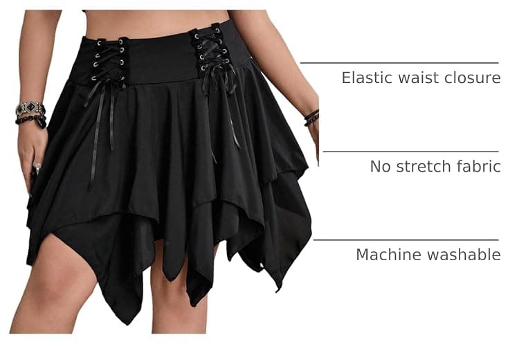 Verdusa Women's Plus Y2k Gothic Skirts Western Boho Renaissance Asymmetrical Lace Fairy Ruffle Cowgirl Mini Skirt thumbnail 4