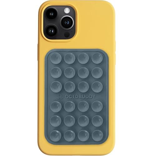 OCTOBUDDY Classic MAX - Silicone Suction Phone Case Adhesive Mount - Hands-Free, Strong Grip Holder for Selfies and Videos - iPhone and Android Compatible - 2.6″ x 3.9″, Shade Gray - Image 1