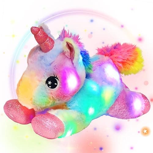 Easfan LED Unicorn Plush Light-up Stuffed Animal with Colorful Night Lights Glow in The Dark Birthday Festival for Kids Toddlers Girls Rainbow,10” - Image 1