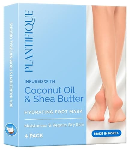Korean Foot Mask with Shea Butter 4 Pairs box for Dry & Cracked Feet | Hydrating Socks for Soft Heels | Intense Moisturizing and Repairing Dry Rough Skin | Foot Spa | Happy Feet Mask thumbnail 3