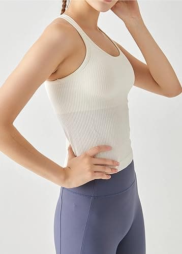 sphinx cat Ribbed Workout Short Racerback Tank Tops for Women with Built in Bra thumbnail 3