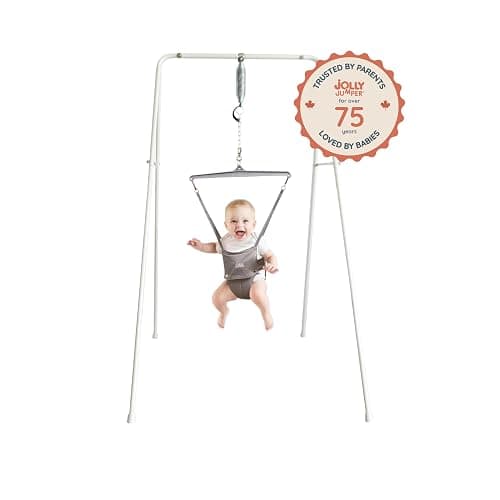 Jolly Jumper CLASSIC (Grey) with Stand - ORIGINAL Baby Jumper, Indoor and Outdoor Exercise Saddle Seat, Adjustable Height, for Infants up to 28lbs thumbnail 3