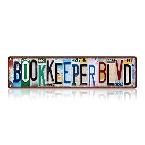 JBYMsign Vintage Book Nook Street Sign Bookkeeper Blvd Wall Decor Library Metal Tin Signs Poster - ST-Book-02 - 16L" x 4W" - Image 1