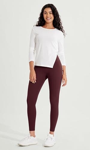ODODOS Women's Crossover Leggings with Back Pocket, 23" / 25" / 28" Buttery Soft V High Wasit Lounge Yoga Pants thumbnail 4