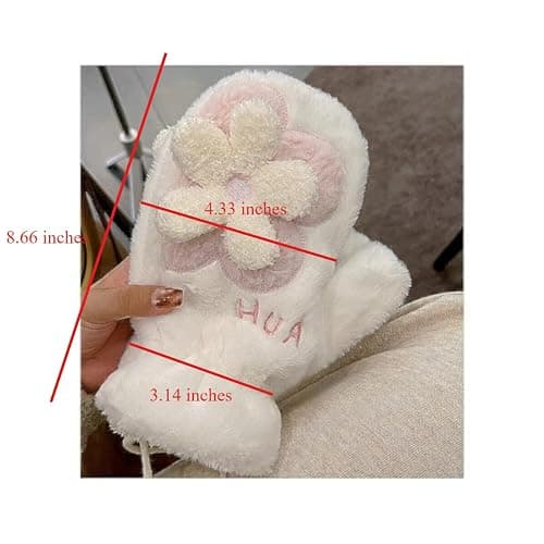 SENCODA Floral Women's Gloves Mittens Cute Kawaii Fuzzy Warm thumbnail 2