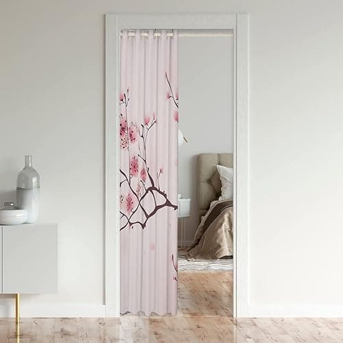 Cherry Blossoms Door Curtain For Doorway Privacy, Girl Pink Floral Door Drape, Japanese Spring Closet Curtain, Pale Pink Blossom Petal Branch Floral Curtain For Women Men,Girly Romantic,34"W X 80"L thumbnail 5