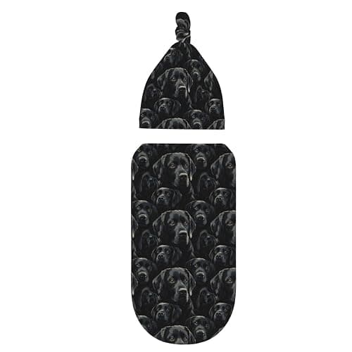Muishi Black Labrador Lab Dog Newborn Swaddle Blankets Hat Sets Soft Baby Receiving Blanket Swaddle Sack for Baby Shower Infant Boy Girl Gift thumbnail 9