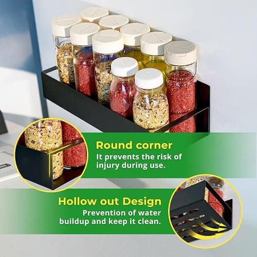 EUNOMOS Magnetic spice rack set for refrigerator, space saver with rack | Strong magnetic shelf for fridge, extra storage | Seasoning organizer for Kitchen thumbnail 7