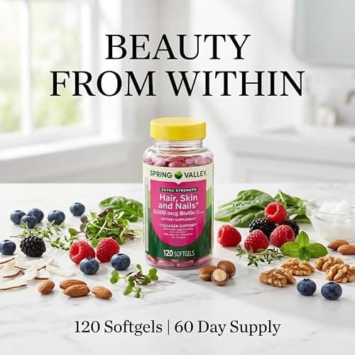 Spring Valley Extra Strength Hair, Skin & Nails Dietry Supplement 120ct 5000 mcg | 5000 mcg, Dietary Supplement thumbnail 3
