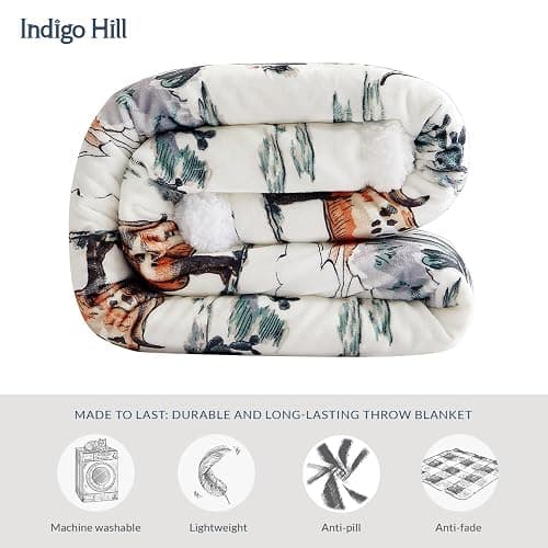Indigo Hill by HiEnd Accents Ranch Life 3 Piece Sherpa Throw Blanket Set, Cowboy Cow Longhorn Horse Cowgirl Print Fleece Throw Set, Western Rustic Style, 1 Throw and 2 Pillows thumbnail 6