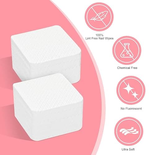 Lint Free Nail Wipes, Acetone Nail Polish Remover 1080PCS with Pump Dispenser, Gel Nail Polish Remover Pads Soft Non-Woven Nail Wipes for Nail Polish Remove and Acrylic Nail Supplies thumbnail 2