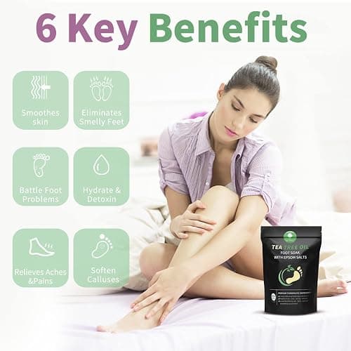 Tea Tree Oil Foot Soak with Epsom Salt - Pedicure Foot Spa for Toenail Fungus Treatment, Nail Discoloration, Stubborn Foot Odor and Itchiness -16 oz thumbnail 3