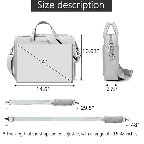 VODIU 14 15.6 16 inch Laptop Case, Basics Laptop Bag with Compartment, Carrying Briefcase Messenger Bag with Strap,Pocket thumbnail 3