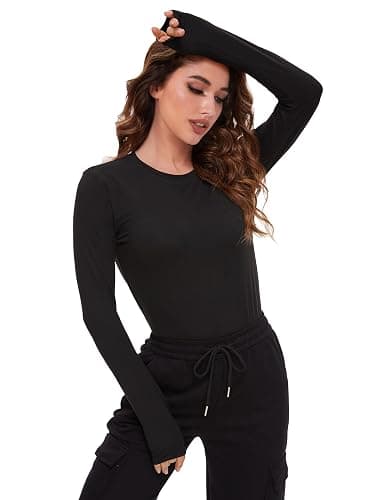Dalavch 4/5 Pack Women’s Long Sleeve Basic Shirts Crew Neck Slim Fitted Compression Gym Workout Athletic Underscrubs Tops thumbnail 2
