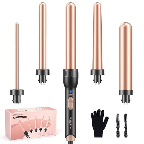 BESTOPE MIX Boucleur a Cheveux 5 en 1,Fer a Boucler pour les petites et grandes boucles, Fer à Boucler en Céramique 9-32mm avec Chauffage Rapide 2 Températures Réglables - Image 1