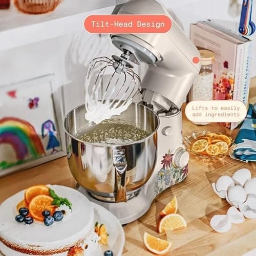 Wonderful Kitchen Stand Mixer 5.3 Qt Bowl, 12 Speeds Tilt-Head, Dough Hook Flat Beater Whisk for Baking Tasks Metal Build for Baking (Wildflower Porcini Taupe) thumbnail 9