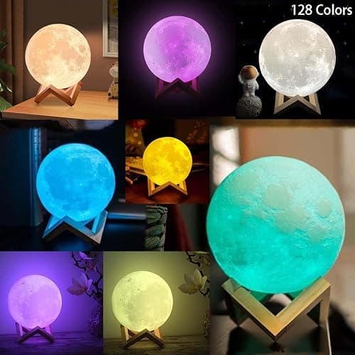ACED Mondlampe 2023 Upgrade 3D Mondlicht 16 Farben mit Holzständer Remote/Touch Control und USB wiederaufladbar Geschenke für Frauen Mädchen Jungen thumbnail 5