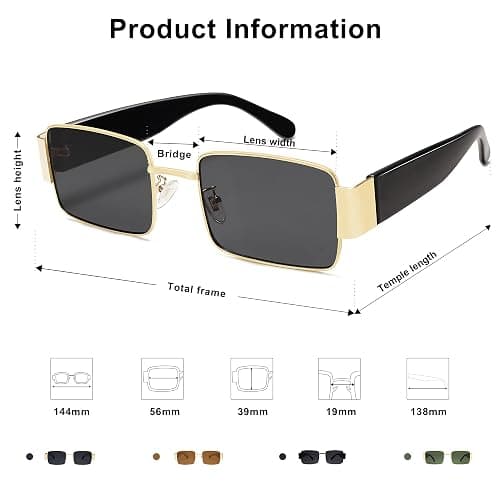 SOJOS Retro Fashion Rectangle Sunglasses Womens Mens Vintage Trendy Square Shades SJ1162 thumbnail 4