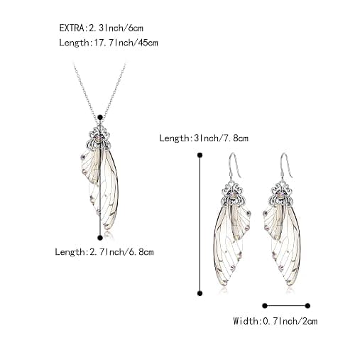 BriLove Butterfly Wing Jewelry Set Elegant Crystal Insect Dragonfly Pendant Necklace Drop Dangle Earrings for Women thumbnail 5