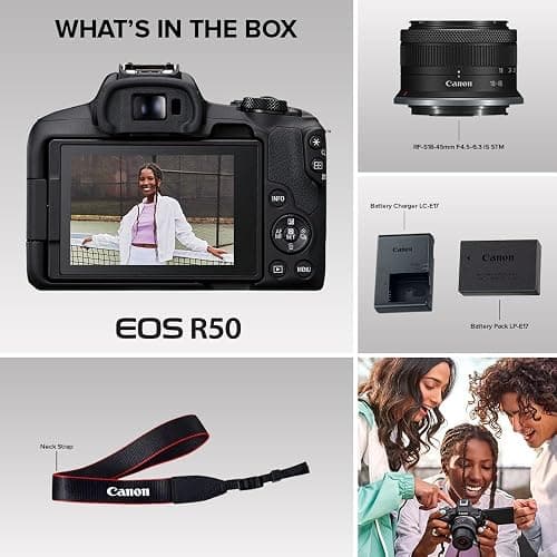 Canon EOS R50 Mirrorless Camera RF-S18-45mm F4.5-6.3 is STM Lens Kit, 24.2 Megapixel CMOS (APS-C) Sensor, 4K Video, Hybrid Camera, Photo and Video, Vlogging, Content Creator, RF Mount, Black thumbnail 9