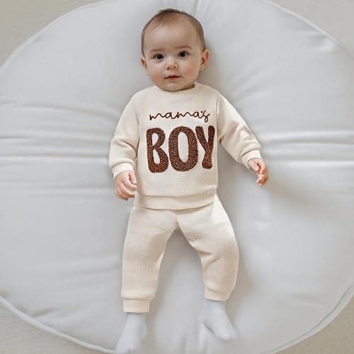 Baby Boy Fall Clothes Set Long Sleeve Crewneck Sweatshirts Pants Infant Newborn Waffle Outfits 6 12 18 24 Months 2T thumbnail 6
