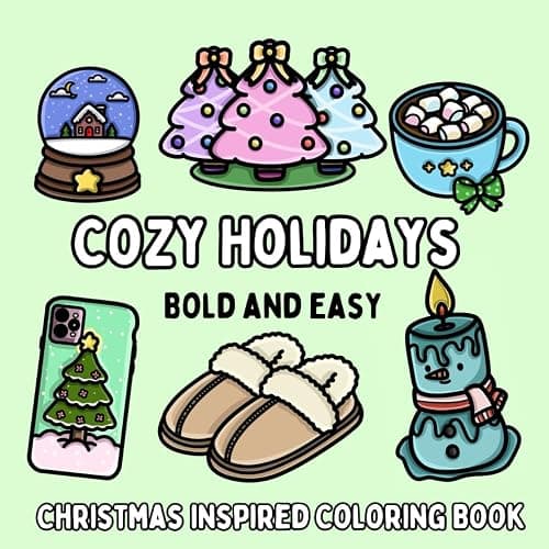 Cozy Holidays: Christmas Inspired Bold and Easy Coloring Book for Adults or Kids - Image 1