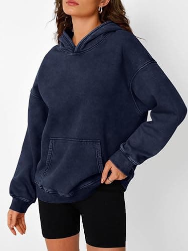 Trendy Queen WomenS Oversized Hoodies Acid Wash Sweatshirt | Fall Winter Comfrt Pullover With Pocket Y2k Cute Preppy Clothes Streetwear for Teen Girl thumbnail 3