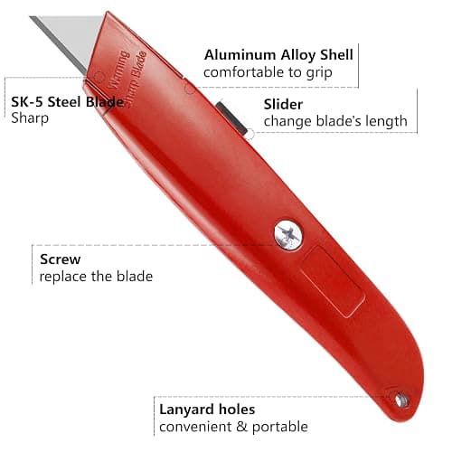 DIYSELF 2 Pack Utility Knife Box Cutter Retractable PVC Pipe Cutter | Heavy-Duty Box Cutters, Razor Blade Cardboard Knife for Cartons, Carpet, Paper, Box Knife for Home, Office and Warehouse Use thumbnail 5