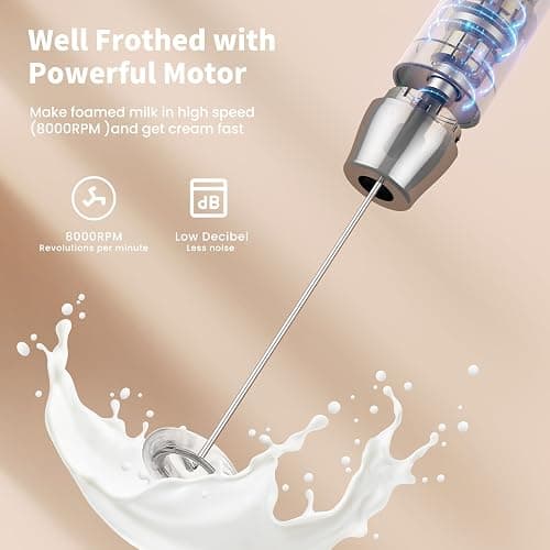 Maestri House Rechargeable Milk Frother with 3 Heads, LunaFro AS Handheld Electric Foam Maker Waterproof Detachable Stainless Steel Whisk Drink Mixer Foamer with Stand for Lattes, Cappuccino, Egg thumbnail 4