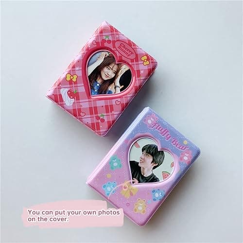 3 Inch Photocard Album Mini Photo Album, Love Heart Hollow Photocard Id Holder 40 Pockets With Bear Pendant thumbnail 6