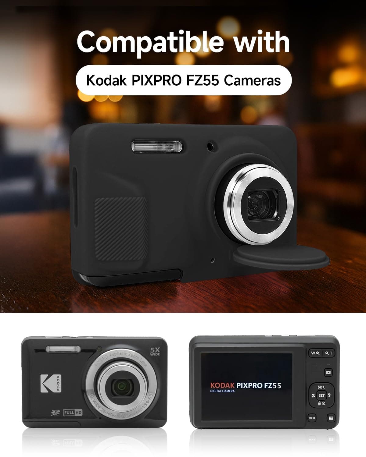 T Tersely for Kodak PIXPRO FZ55 Case - Soft Silicone Protective Cover, Anti-Scratch, Slim Fit & Lightweight, Perfectly Snug for Your Camera (Black) thumbnail 2