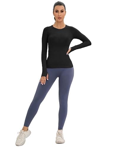 MathCat Workout Seamless Shirts for Women Long-Sleeved Yoga Running Breathable Thumb Holes Tops thumbnail 5