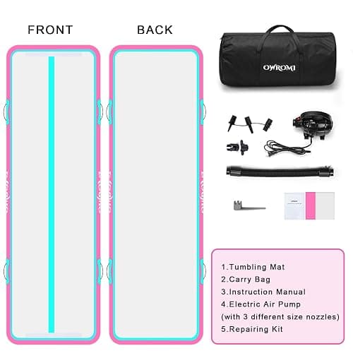 OWROMI Inflatable Air Gymnastics Mats for Tumbling, 10ft/13ft/16ft/20ft Tumble Track Tumbling Mats for Kids, 4/8 Inches Thick Training Mat with Electric Pump Gymnastics Equipment for Kids Mat thumbnail 6