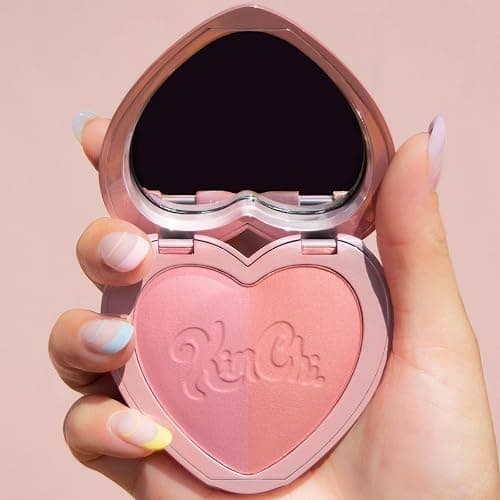 KimChiChic Beauty Thailor Blush Duo, Heart-Shaped Compact with Mirror, Buildable, Silky Matte & Shimmer Finish, Cruelty-Free Blush Palette, Pinky thumbnail 2