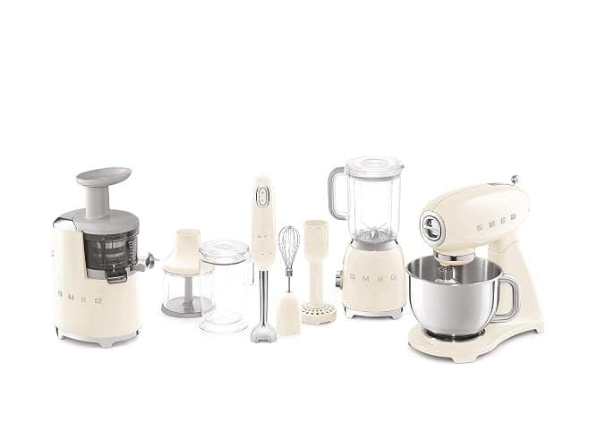 Smeg, Robot Pâtissier SMF03CREU, 10 Niveaux de Vitesse, Fonction Mise en Marche Progressive, Bol 4,8 L, Verrouillage Moteur de Sécurité, 3 Batteurs, Crochet et Couvercle Fournis, 800W, Crème thumbnail 7