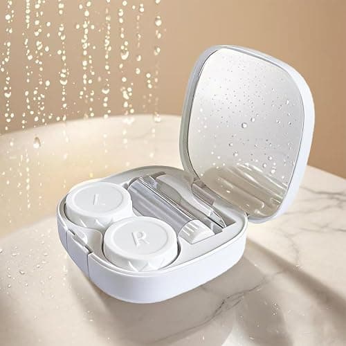 CADEVED Contact Lens Case Kit with Cleaner Washer, Contact Lenses Applicator Removal Tool Kit with Mirror Solution Bottle for Daily and Outdoor Use(White) - White thumbnail 4