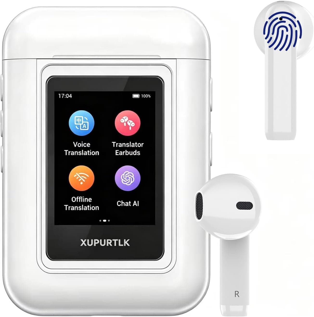 Xupurtlk AI Translation Earbuds Real Time, 120 Offline Packages Audifonos Traductores Inglés Español, Language Translator Earbuds with 74 Online Languages, A8 Translator Device for Travel/Business - Image 1