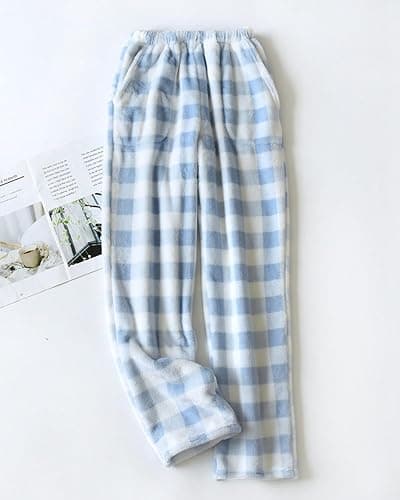 codcm Womens Plaid Fluffy Pajama Pants Fuzzy Fleece Cozy Lounge Pants with Pockets Winter Warm Pj Bottoms thumbnail 2
