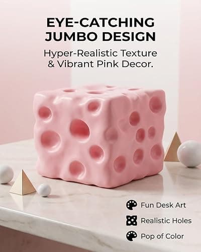 Jumbo Big Pink Cheese Squishy Skin 2.4in Giant Large Cheese Block Squeeze Luck Squishies Anxiety Stress Relief Ball Cube Soft Moldable Sensory Slow Rising Fidget Toy Autism ADHD Adult Gift thumbnail 3