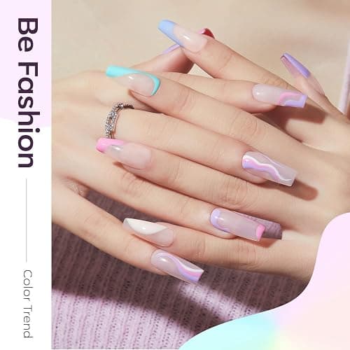 Modelones Gel Nail Polish 6 Colors Pastel Pink Blue Gel Polish Set Soak Off Purple Nude Nail Gel Nail Art DIY Manicure Salon and Home for Women thumbnail 2